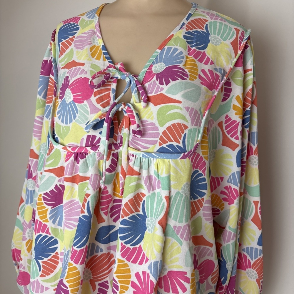 Michelle McDowell Vivey Top Womens L "Oh Hello There Pink" colorful bright bold - Picture 3 of 11